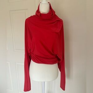LaPointe drapey red cowl neck long sleeve top